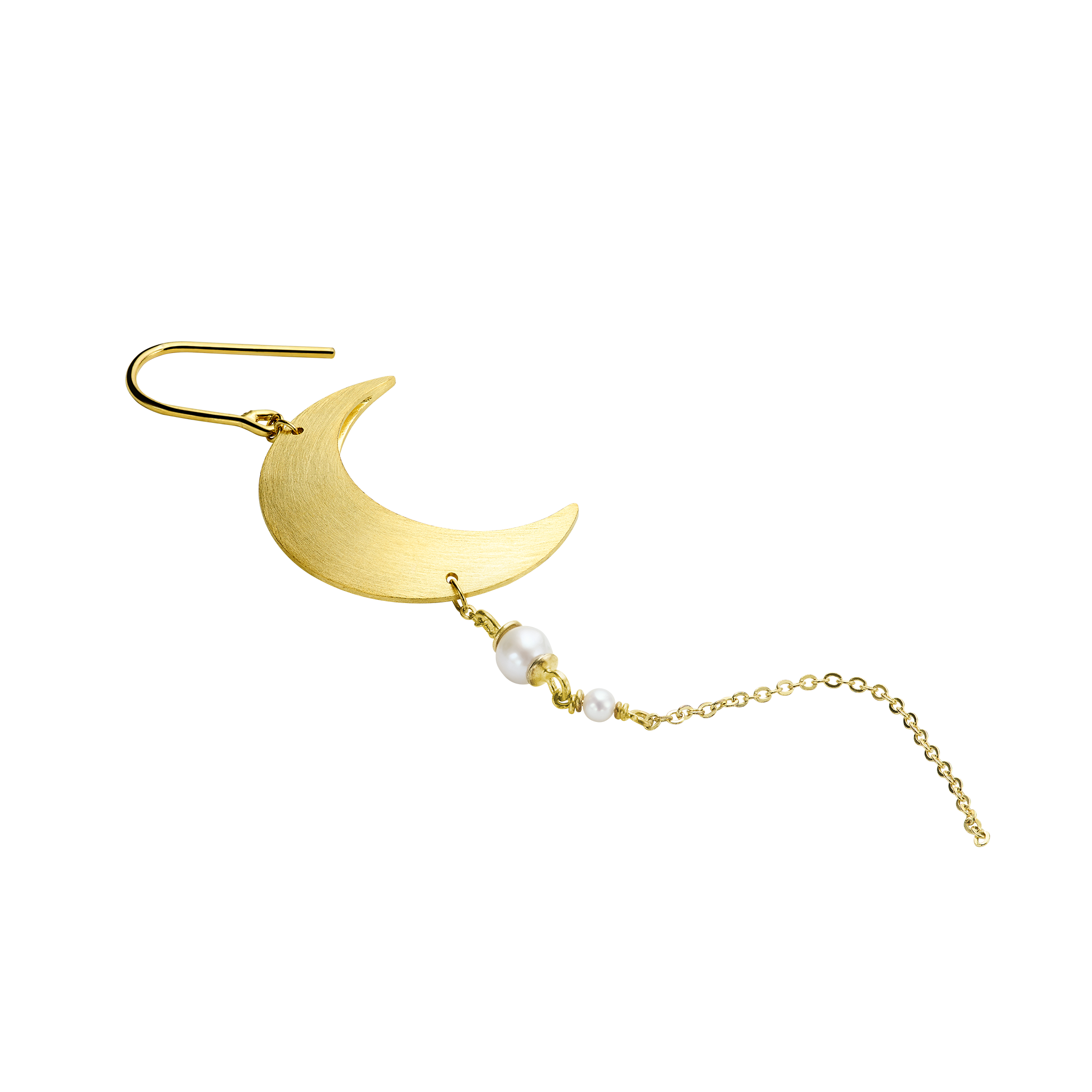 Half Moon Earring with pearl chain