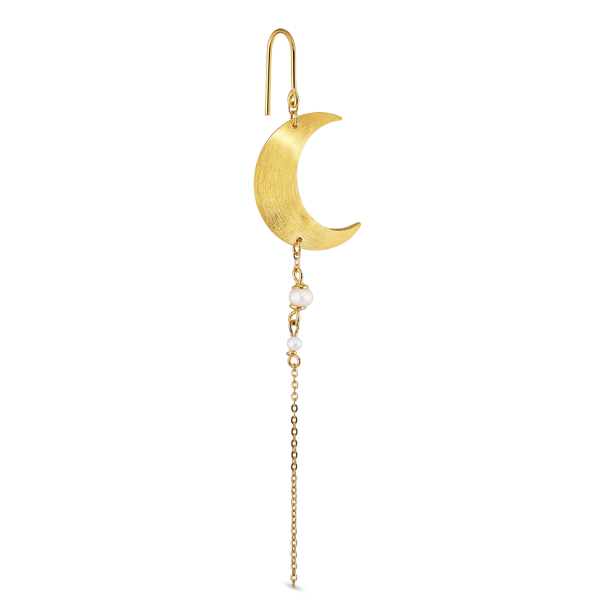 Half Moon Earring with pearl chain
