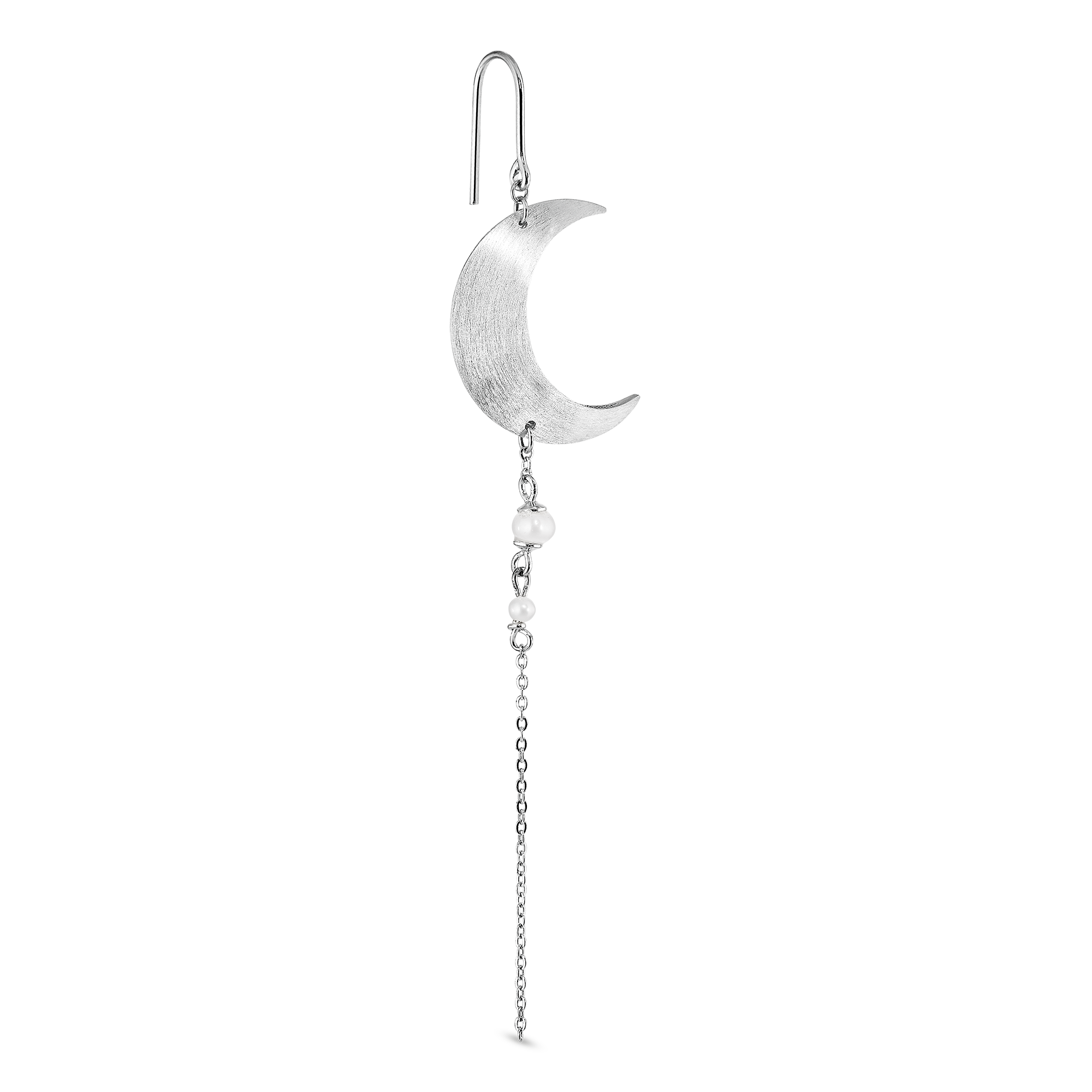 Half Moon Earring with pearl chain