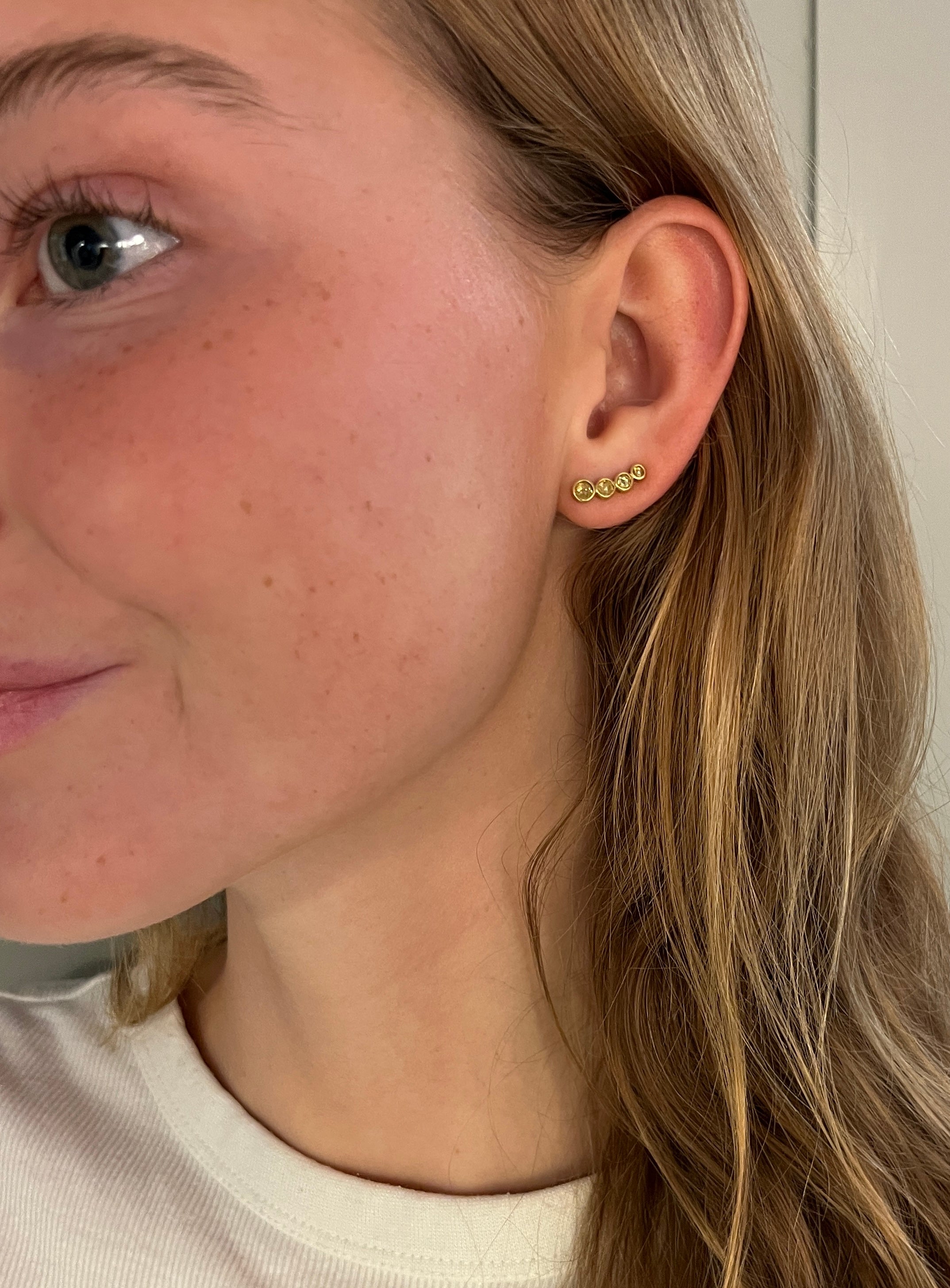 Crescent earrings with rose-cut diamonds