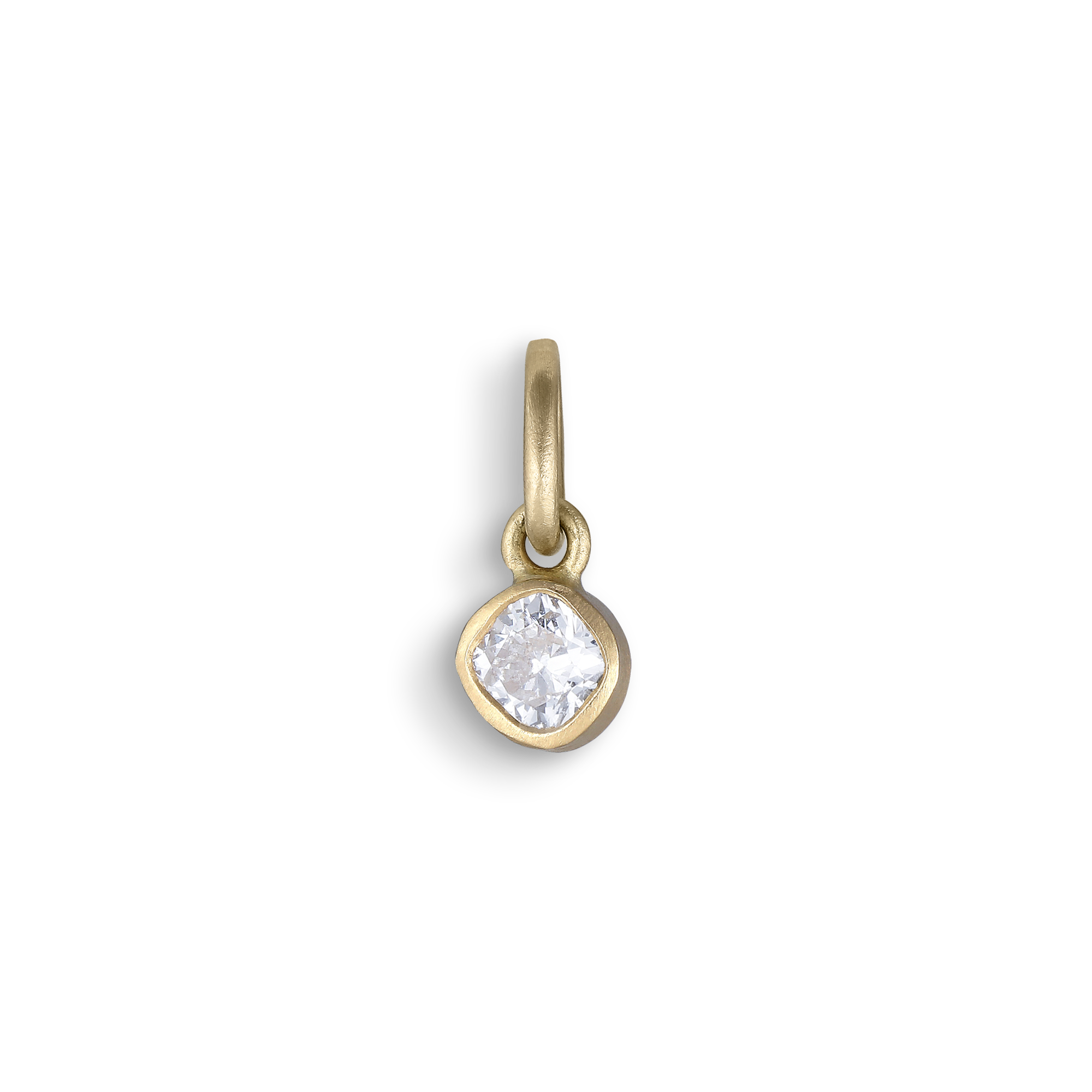 Pendant in 14 karat gold with a cushion-cut diamond